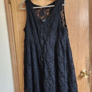 torrid Black Floral Lace Button-Front Top